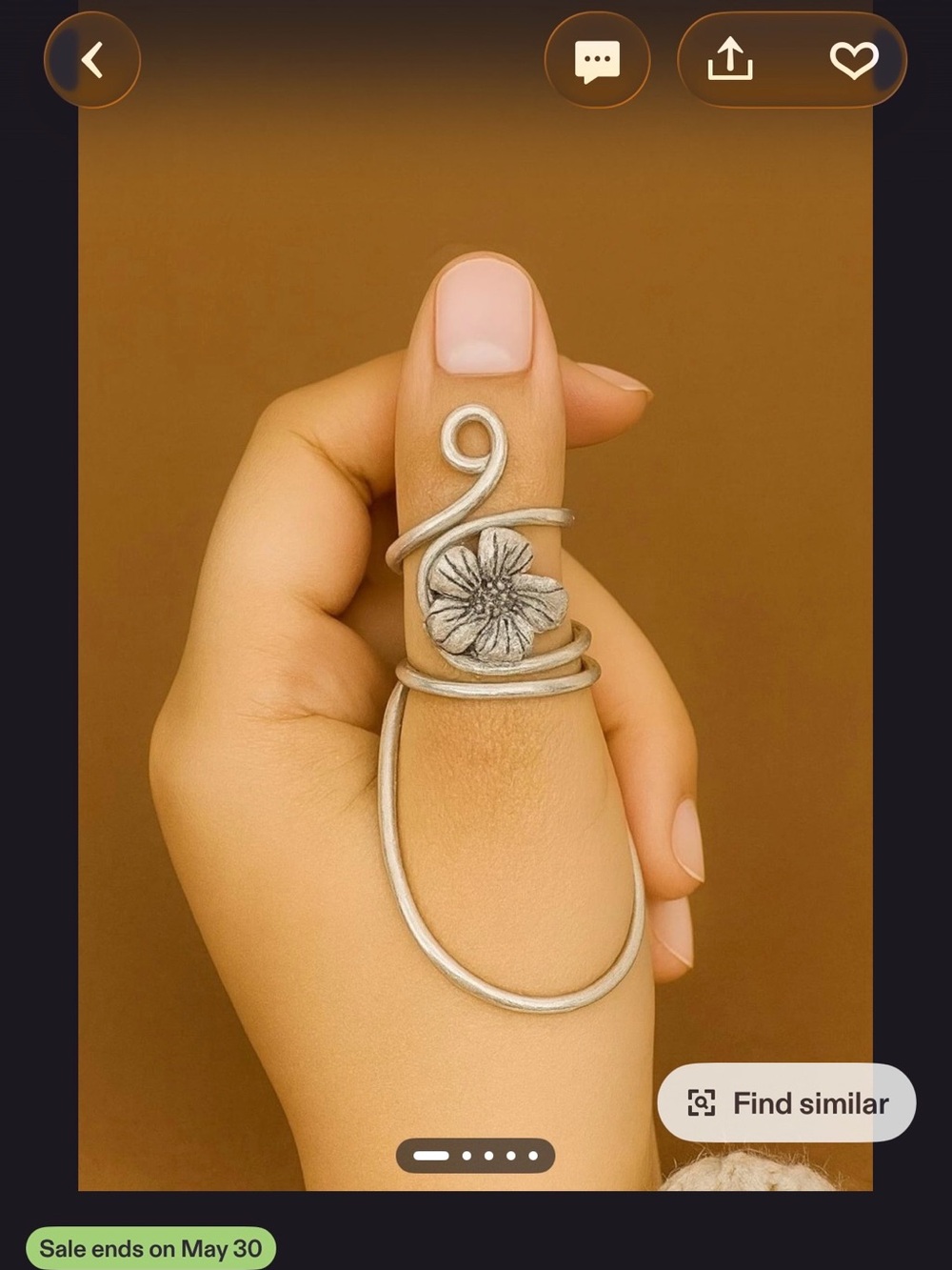 Silver Floral Wrap Ring - Sculptural Statement